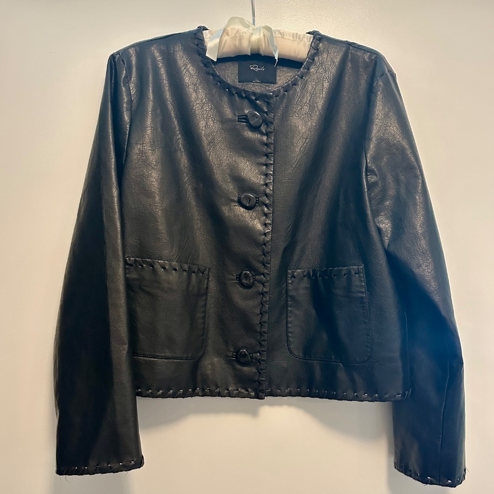 Rails - Faux Leather Cropped Jacket - Black Sz M "Nevina" - Picture 9 of 10